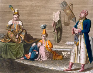 Inwoners van Tasjkent in een typische woning, ca. 1820-30