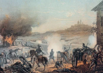 De Slag bij Castelfidardo (Slag van de Expeditie van de Duizend) 18 september 1860 - Risorgimento (Italiaanse eenwording) (1859-1924): de Slag bij Castelfidardo 18 september 1860 - Pauselijke troepen verslagen door Piemontese troepen