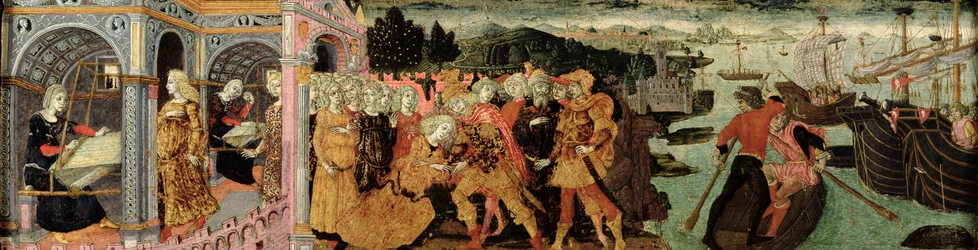 De Terugkeer van Odysseus, cassone paneel, Sienese