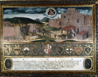 De inwoners van Siena vernietigden het fort gebouwd door de Spanjaarden van Karel V. 1552.