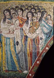 De moeders van Bethlehem voor Herodes I de Grote (mozaïek)