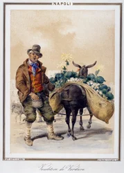 Groenteverkoper in Napels, Italië