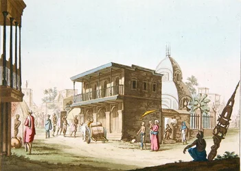 Straatbeeld in Calcutta, uit 