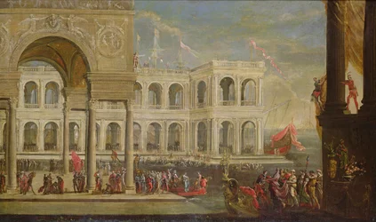 Uitzicht op het Paleis en Koningin Joanna I van Napels