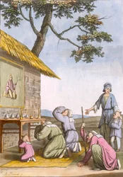 Taoïstisch heiligdom langs de weg op het platteland, uit Costume dei... door Giulio Ferrario, ca. 1820s-30s