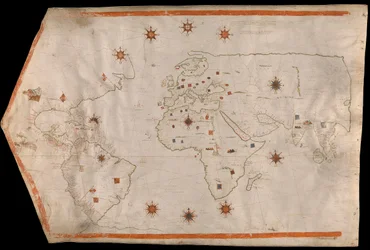 Wereldkaart op perkament, ca. 1540