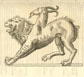 Illustratie van Monstrosae cuiusdam Chimaerae uit Aldrovandis Geschiedenis van Monsters, 1642
