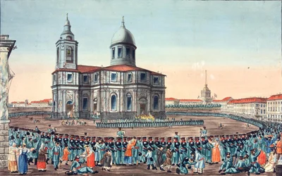 Volksmilitie Ontvangen op het Sint-Isaacplein in Sint-Petersburg, 1815