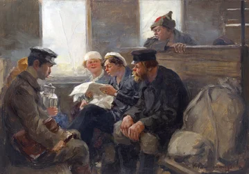 Groep Bolsjewieken in een trein door Vladimirov, Ivan Alexeyevich