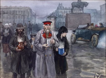 Hongerige jaren in Petrograd. Terugkeer van een gemeenschappelijke gaarkeuken door Vladimirov, Ivan Alexeyevich