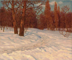 Winterlandschap bij schemering