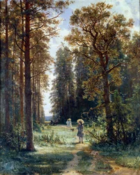 Pad door het bos. Schilderij door Ivan Ivanovich Shishkin (1880)