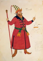 Kostuumontwerp voor De gouden haan van Rimski-Korsakov, 1909