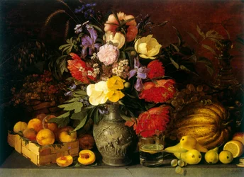 Stilleven met bloemen en vruchten 1839 van Ivan Chroetski (18101885) geboortenaam: Jan Chrucki. Pools-Russische schilder