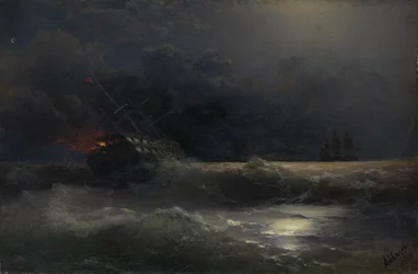 Brandend schip: een episode uit de Russisch-Turkse Oorlog, 1896