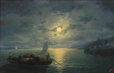 Oversteek van de Dnepr-rivier bij maanlicht, 1897