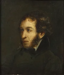 Laatste levensportret van de dichter Alexander Sergejevitsj Poesjkin 1799-1837, 1837