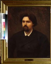 Portret van de kunstenaar Vasilli Ivanovich Sourikov (1848-1916). Schilderij van Ivan Nikolayevich Kramskoi (1837-1887)