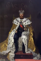 Album van de kroning van tsaar Alexander III van Rusland (1845-1894) en keizerin Maria Fjodorovna (Dagmar van Denemarken) (1847-1928) - Kroningsportret van keizer Alexander III (uit het Kroningsalbum)