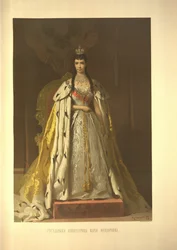 Kroningsportret van keizerin Maria Fjodorovna, prinses Dagmar van Denemarken, uit het kroningsalbum