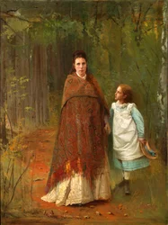 In het park. Portret van de vrouw en dochter van de kunstenaar, 1875