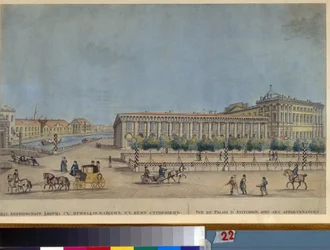 Het Anichkov-paleis in Sint-Petersburg. (Gebouwd tussen 1741 en 1754, architect Bartolomeo Rastrelli (1700-1771). Werk van Ivan Nikolayevich Terebenev (1780-1815)