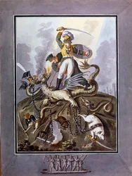 1812: allegorie van de nederlaag van het leger van Napoleon I tijdens de Russische veldtocht