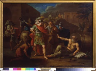 Alexander de Grote bezoekt Diogenes in Korinthe