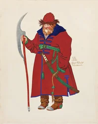 Kostuumontwerp voor de opera Het verhaal van Tsaar Saltan door N. Rimsky-Korsakov, 1929