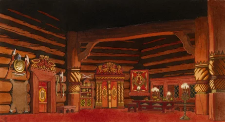 Toneelontwerp voor de opera De bruid van de tsaar door N. Rimsky-Korsakov, 1930