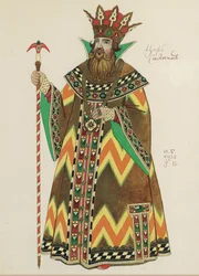 Tsaar Saltan. Kostuumontwerp voor de opera Het verhaal van Tsaar Saltan door N. Rimsky-Korsakov, 1928