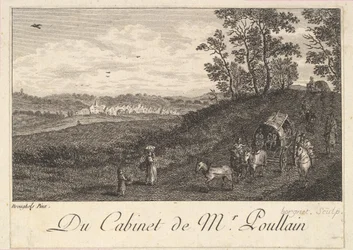 Landschap met kar naar het schilderij in de kast van de heer Poullain, 1780