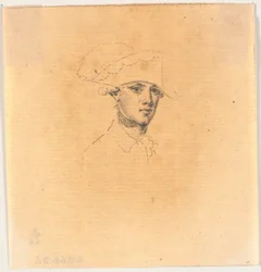 Voorbereiding voor een van de hoofden voor de gravure: Frederik de Grote rijdt naar huis na een revue in Potsdam