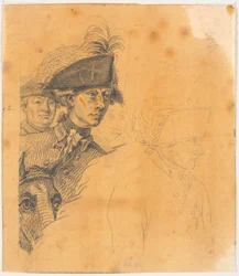 Voorbereiding voor de gravure: Frederik de Grote rijdt naar huis na een revue in Potsdam