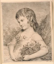 Klein meisje met een bloemenmand (Octavie Diodati)