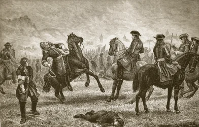 Willem III bij het beleg van Namen, gegraveerd door Butterworth en Heath