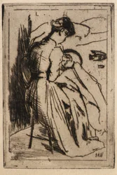 Vrouw borduurt