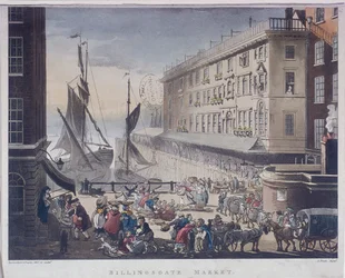 Billingsgate Markt en Kade, Londen