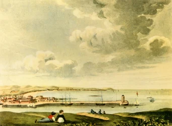 Uitzicht op de baai en pier van Douglas, Isle of Man, 19e eeuw, 1946