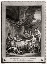 Telemachus vergezeld door Mentor, vertelt zijn avonturen aan Calypso, 1774