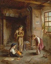 Jongens met Franse hoorn en trommel, 19e eeuw