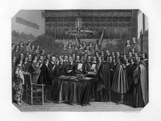 De eedaflegging van de ratificatie van het verdrag van Münster, 1648 ca. 1870