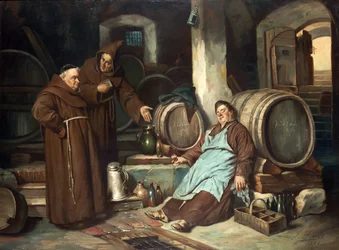 Monniken in een kelder, 1873