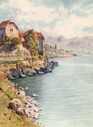 Het kasteel van Glerolles en St Saphorin, JHL (kleurenlitho)