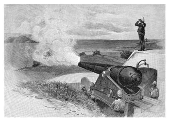25 ton kanon bij Middle Head, Sydney, New South Wales, Australië, 1886