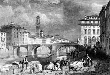 De Ponte Santa Trinita, Florence, Italië, 19e eeuw