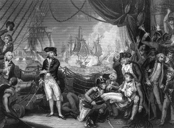 Scène op het dek van de Queen Charlotte, 1 juni 1794 ca. 1857