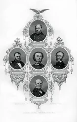 Union Civil War Admiraals Winslow, Goldsborough, Du Pont, Dahlgren en Stringham, 1862-1867