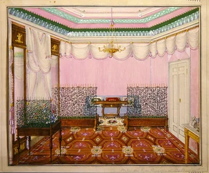 Een neoklassieke Biedermeier schrijfkamer in het Schloss Ballenstedt, Saxe-Anhalt