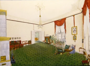 Zitkamer in het Schloss Ballenstedt in Saksen-Anhalt